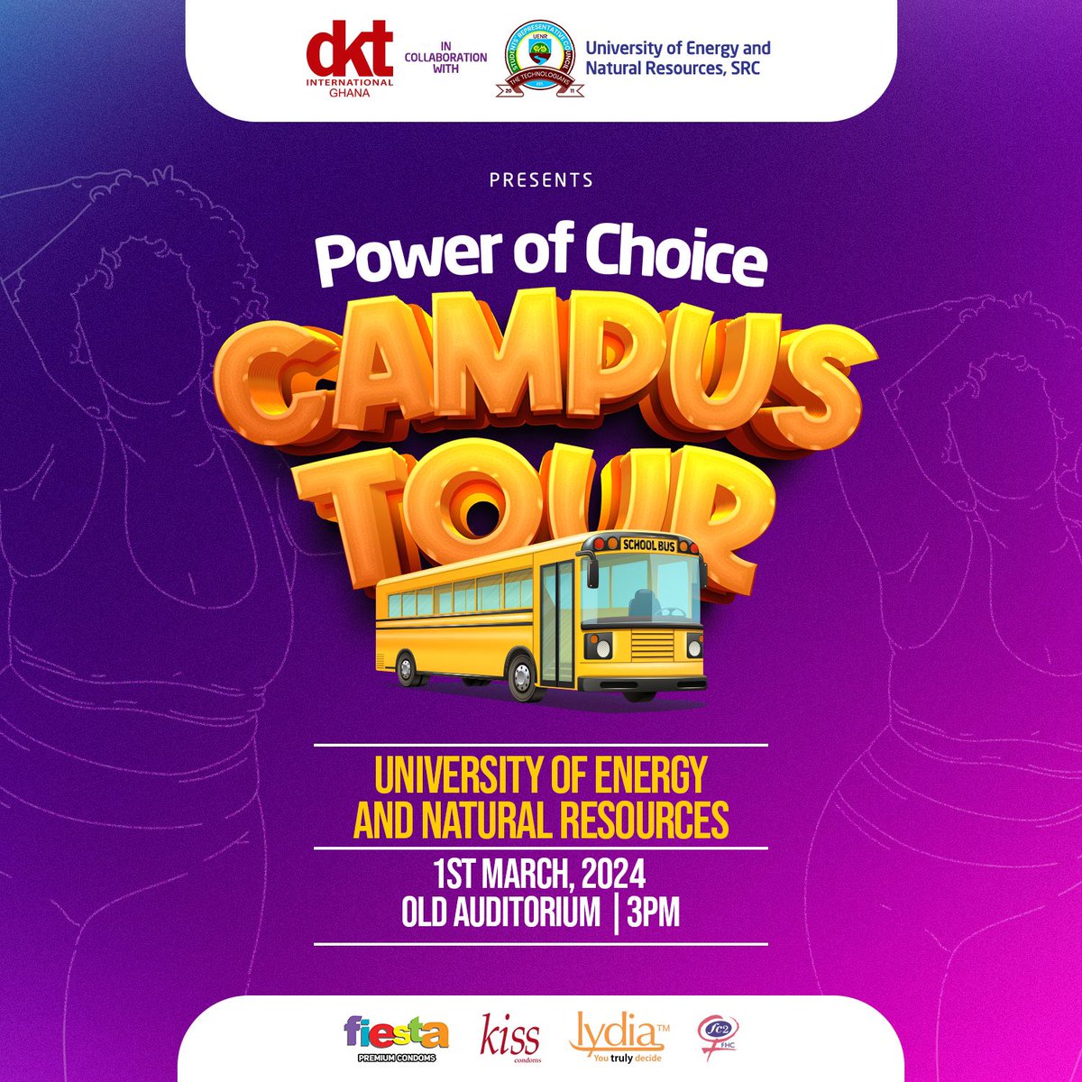 UenrSrc's tweet photo. Empower Your Journey: Join us for a Campus Tour exploring the Power of Choice in Relationships and Health.
Engage in insightful discussions, gain valuable knowledge, and make informed choices for a healthier, happier campus life!
@fiestacondomsgh
#FBox
#FiestaBox
#FreeBox https://t.co/RhMPV7Wtod