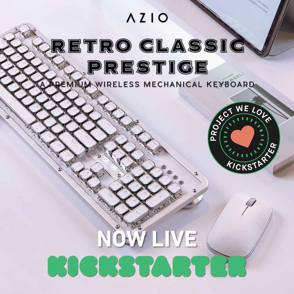 Our RC Prestige #Kickstarter campaign is still live and running! Check us out at the link in bio to view our campaign and snag our Early Bird discount! #azio #keyboard #retro #classic #vintage #campaign #LiveNow #crowdfunding #lifestyle #premium #design #tech #projectwelove