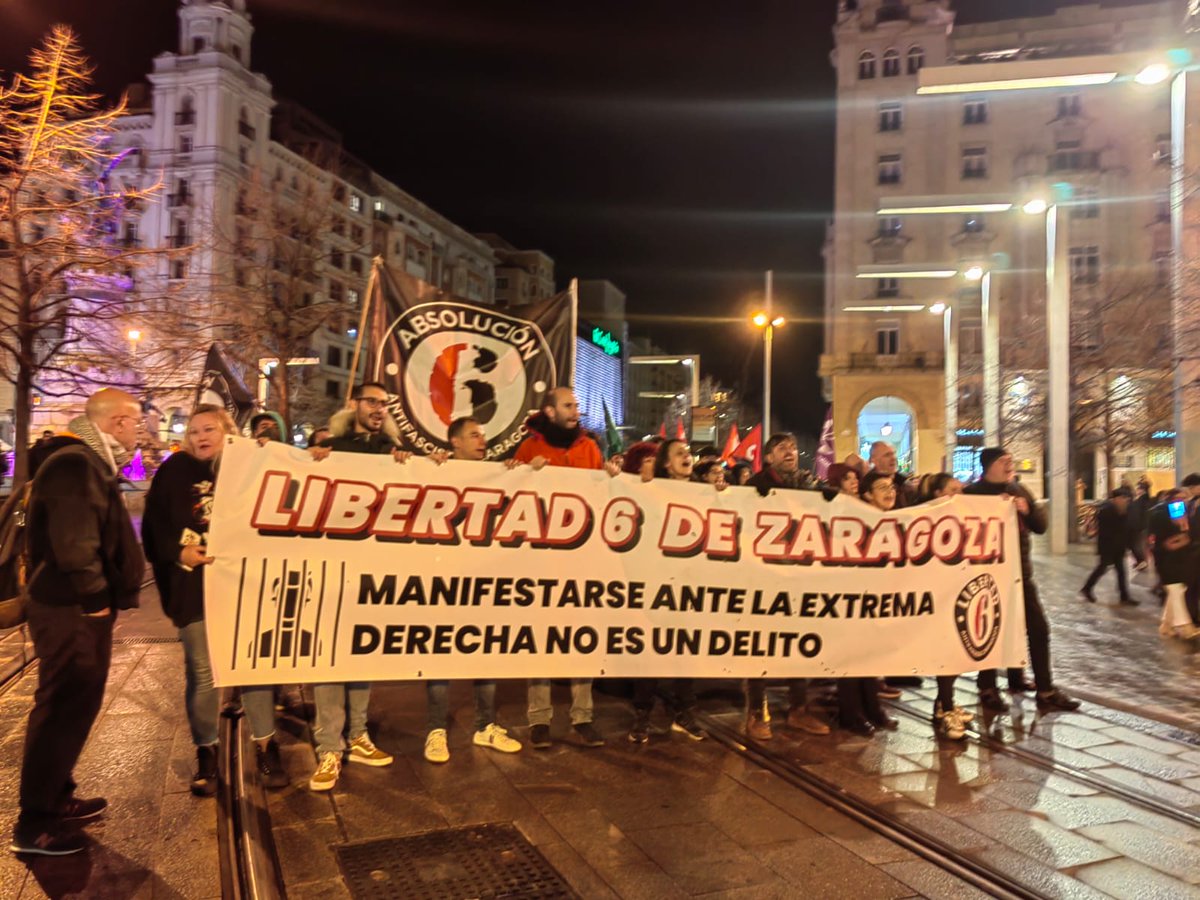 iu_aragon's tweet photo. ¡Manifestarse contra la ultraderecha no es delito! Libertad para los #6DeZaragoza https://t.co/HqEi6l7Zvw