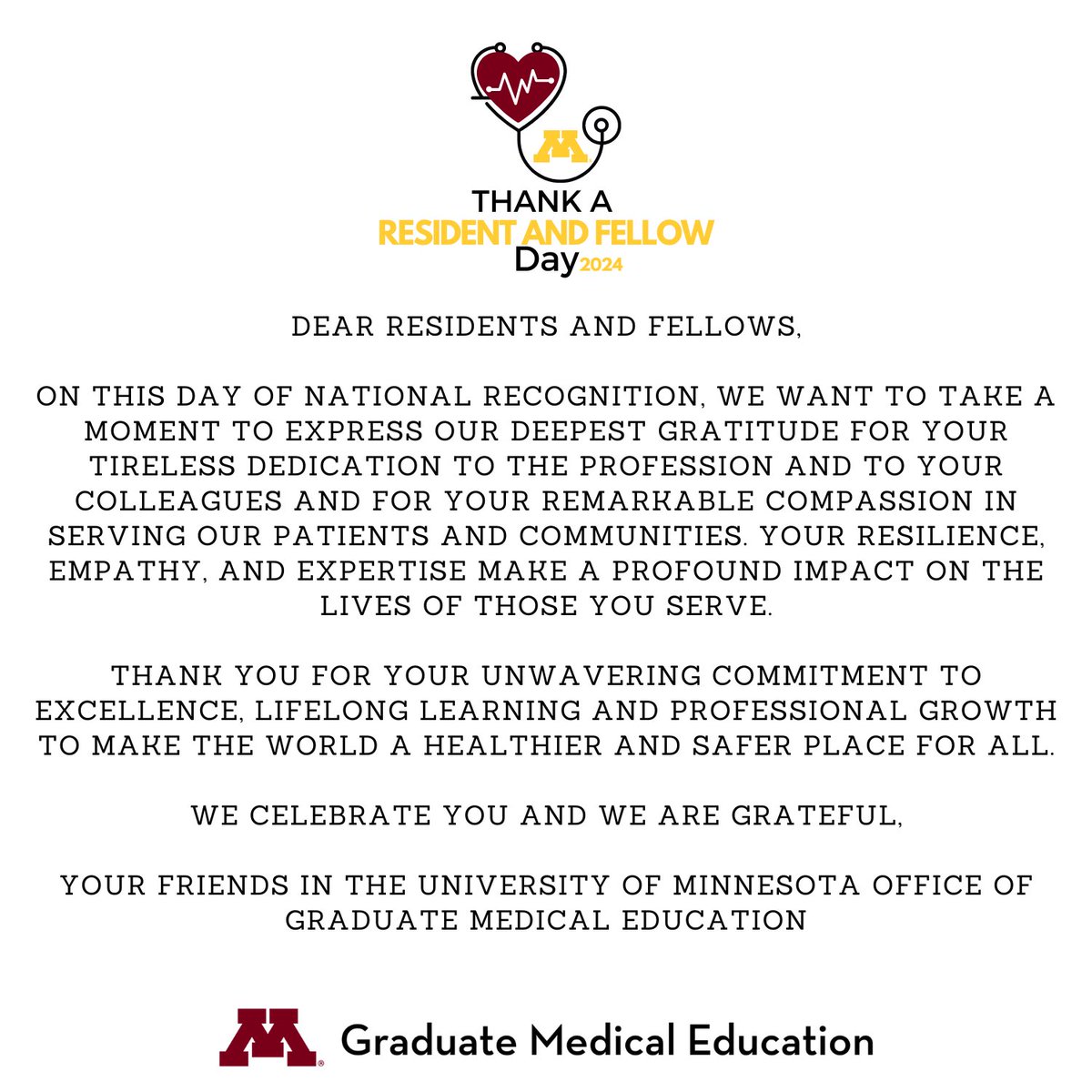Thank a resident and fellow today and everyday! 🥼⚕️🩺 #umngme