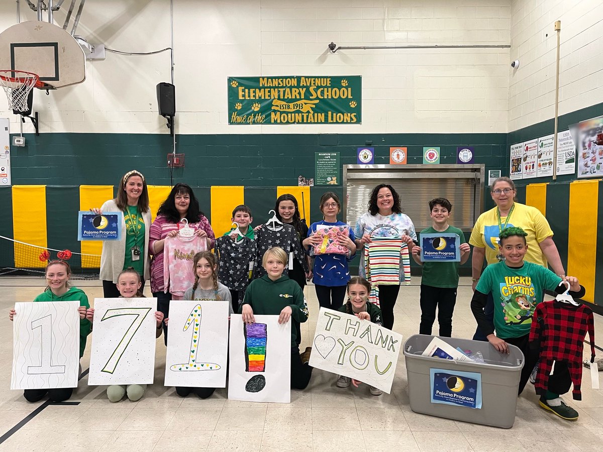 The District-wide pajama drive gathered 171 pjs! Way to go bees, hornets, lions, and waves.