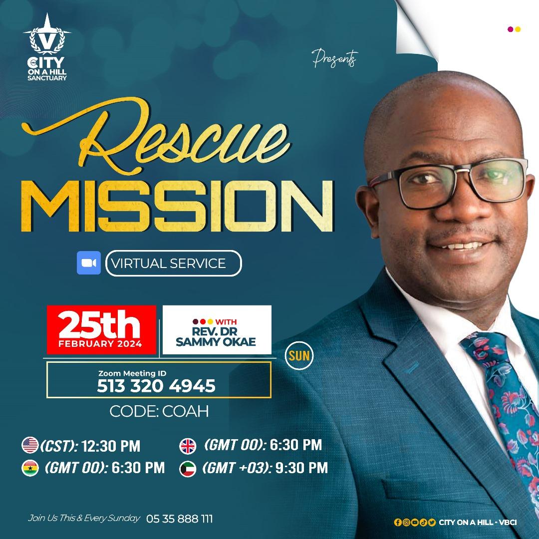 cityonahills's tweet photo. CITY ON A HILL SERVICE

 THEME:
*RESCUE MISSION*
____________________________________
DATE: 25/02/2024.                                

Join Us:
https://t.co/j6OQYzd2AQ

#Cityonahill #onlinechurch #vbci https://t.co/2CdaZr8waz