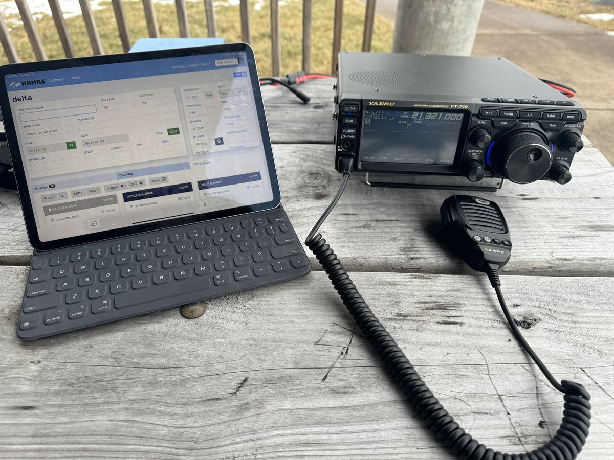 40F with passing sun and clouds. Perfect opportunity to sit outside on a picnic table and activate a new park K-2045 in NY. Thanks to all the hunters! #pota #hamradio