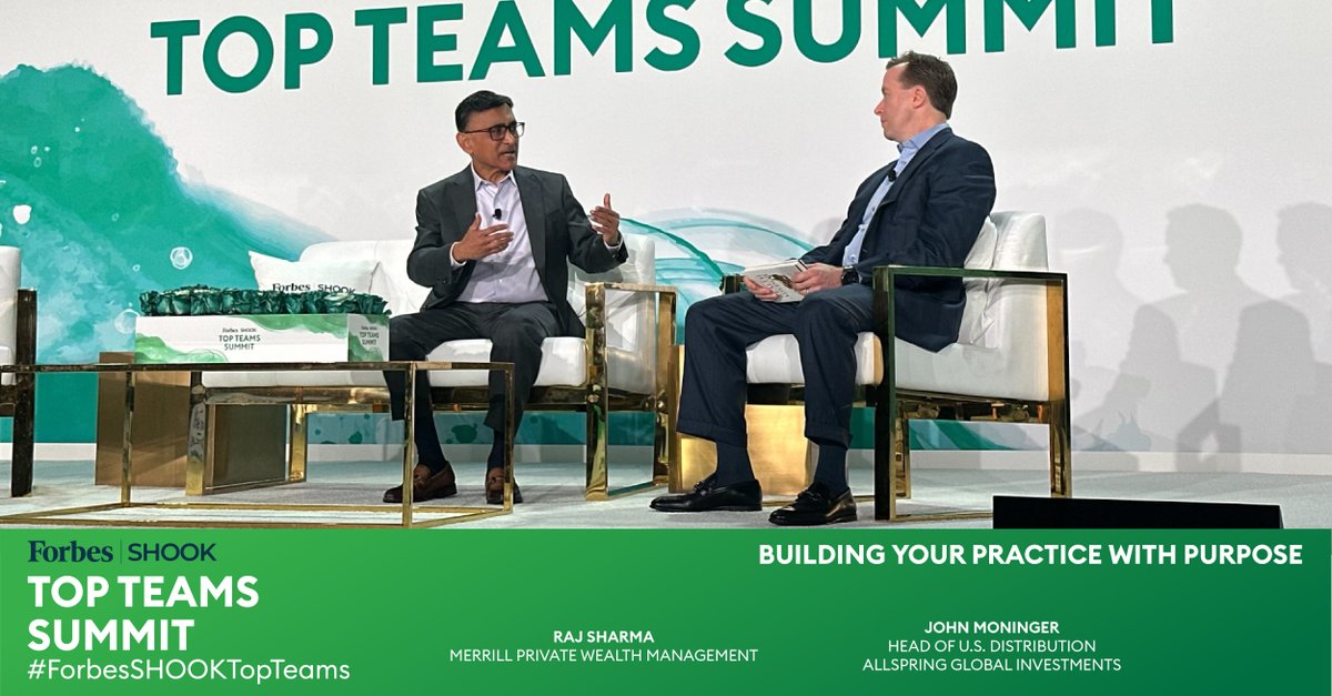 Merrill Lynch’s Raj Sharma shared how incorporating purpose into your team can help make a meaningful impact in your clients’ lives and beyond, with John Moninger, head of U.S. Distribution, Allspring Global Investments. #ForbesSHOOKTopTeams #forbes #shookresearch