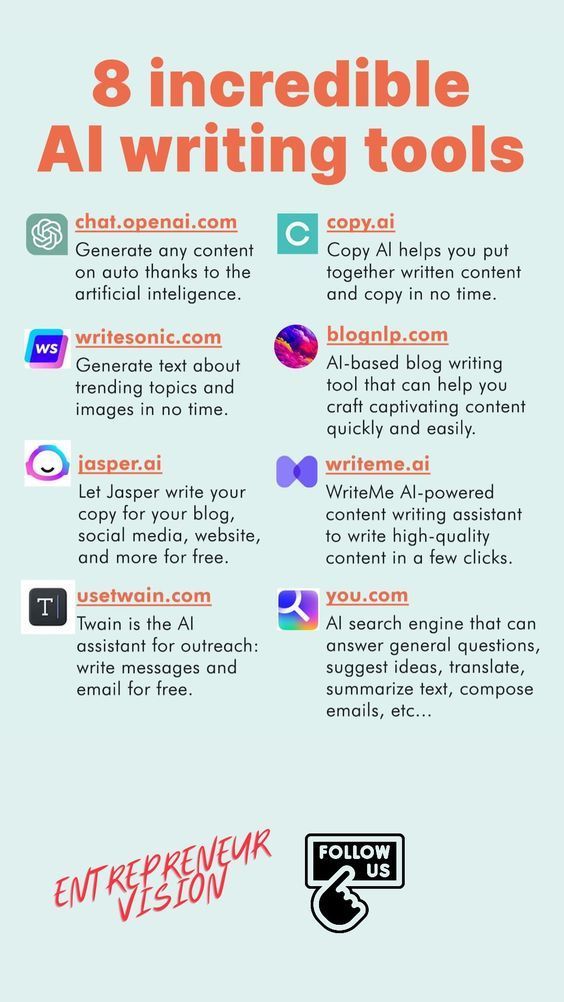 8 Incredible #AI Writing Tools by @entrepreneurvision #MachineLearning #ArtificialIntelligence #ML #MI #DataScience cc: @bigdata @patrickgunz_ch @ravikikan