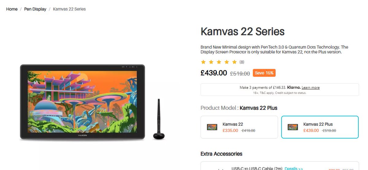 I've been getting advice from @blob_up and @liwedlia about my next big purchase and have decided to order a Huion Kamvas 22+in 3 payment setting from their official website instead😊 
I will be ordering tomorrow as my mum was kind enough to send me £160 🥳🥳