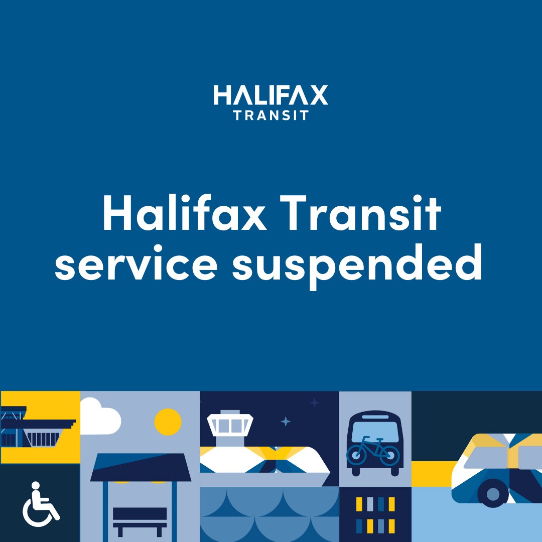 The Halifax Regional Municipality is advising residents that, due to the incoming weather event, all Halifax Transit services will be suspended beginning at 1 p.m. on Saturday, Feb. 24. This includes bus, ferry and Access-A-Bus services. Details: brnw.ch/21wHgIP