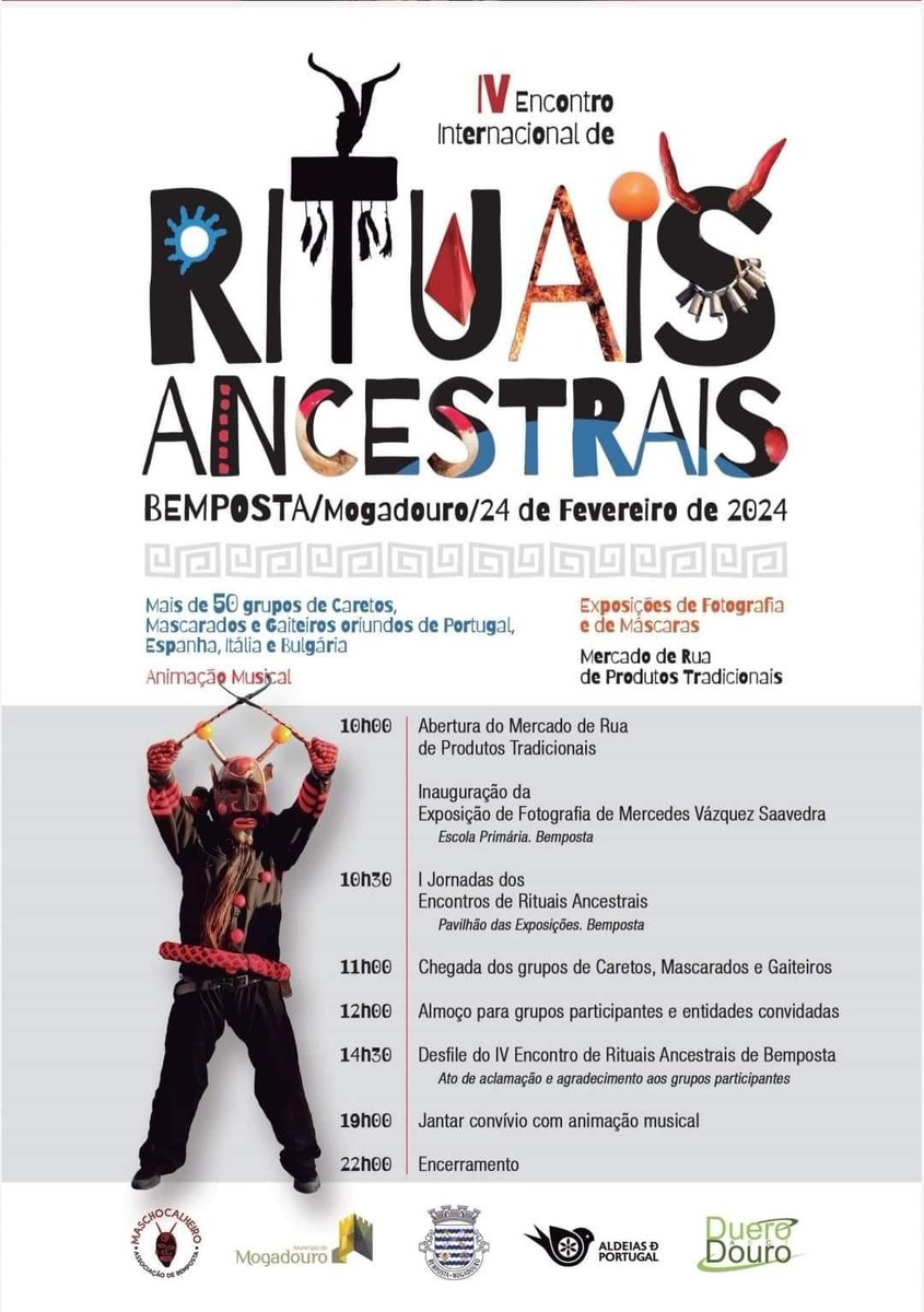 AECTDueroDouro's tweet photo. ¡Está a acontecer! 🎉🎭

El mayor encuentro de mascaradas, caretos y gaiteros de celebrará mañana sábado 24 de febrero en #Bemposta (#Mogadouro, #Portugal) 📍🇵🇹

Aquí el programa para que no os perdáis ningún detalle 😉👏🏻 https://t.co/Hcpk3hFXa9