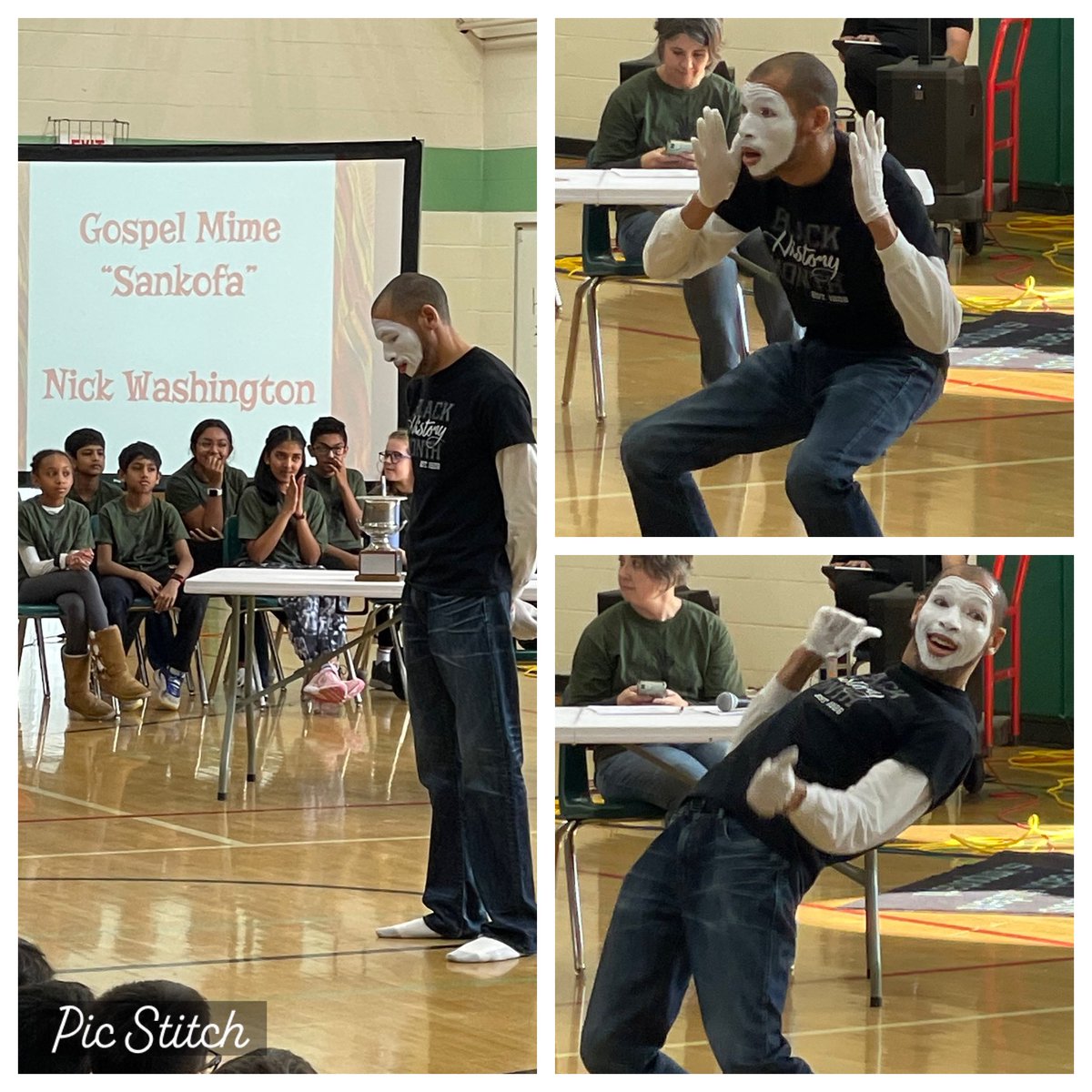 Mr. Washington, you are so, so very talented. The students were 🤩 during your #GospelMime. Thanks for all you do! #MIStrong #BHM #BlackHistoryMonth