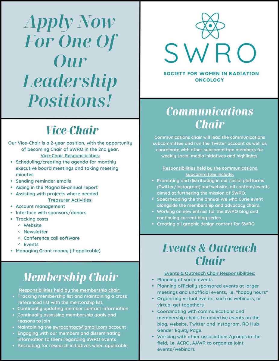 📢We’re now accepting applications for chair positions on the Executive Committee! 🎉 Email your CV & personal statement describing the positions you’re interested in and why to swrocontact@gmail.com by March 8 6:00 PM EST. Learn more through our website tinyurl.com/yc4xpb2j