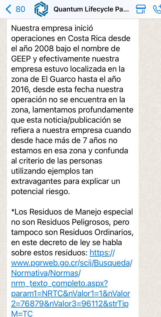 washancr's tweet photo. @GarayaM @AguiluzKattia pues me fui a preguntarle a la empresa de "procesamiento de desechos" a la que la diputada hace referencia y me contestaron "nuestra empresa estuvo localizada en la zona de El Guarco hasta el año 2016, desde esta fecha nuestra operación no se encuentra en la zona" más info 👇 https://t.co/BBRB5tjBPL