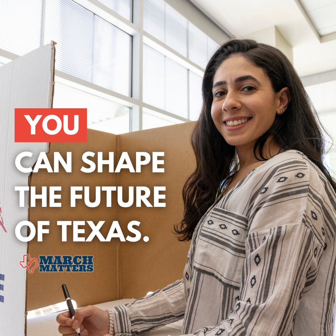 MarchMattersTX's tweet photo. Early voting in Texas' March Primaries is happening now -- check out your county's weekend polling places! It's easy to become a Texas Primary Election Voter. #MarchMatters https://t.co/k8wBL9188g