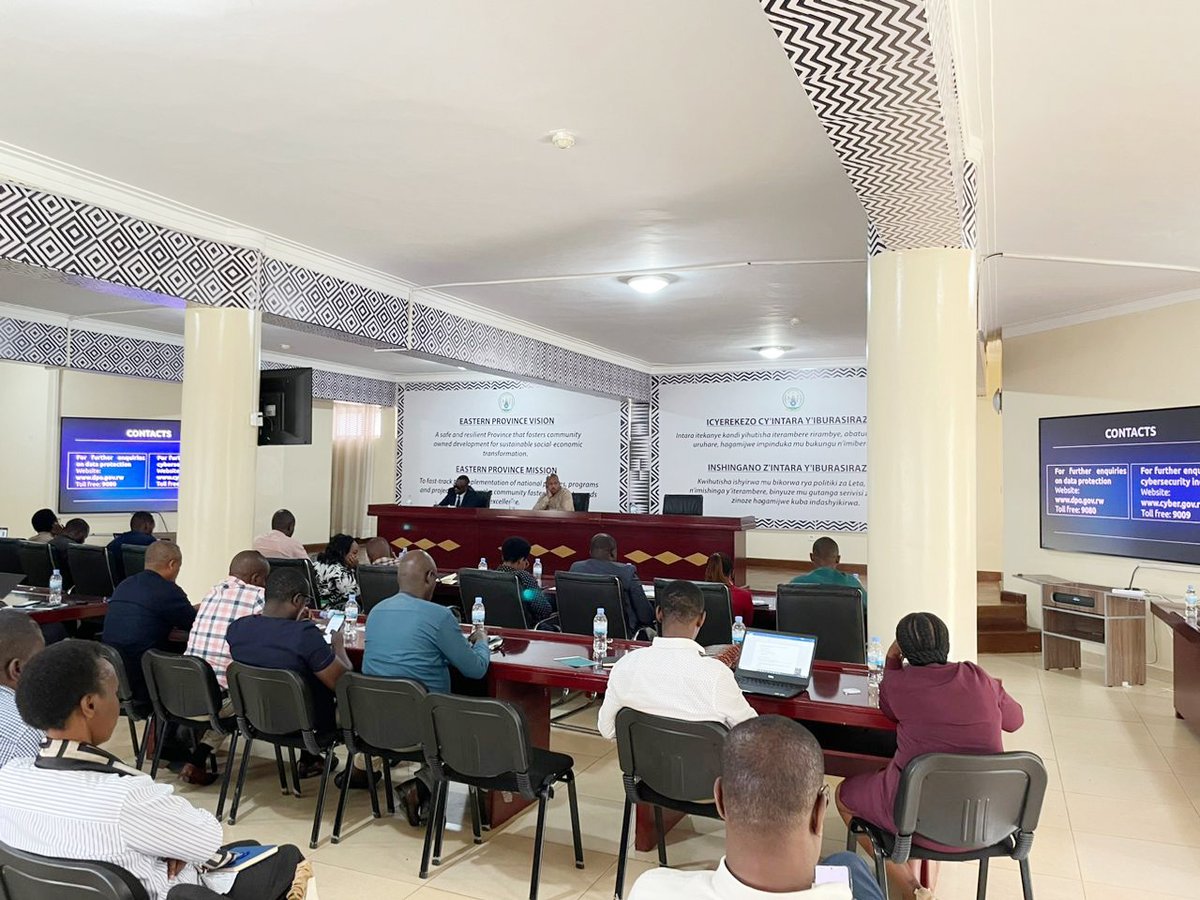 RISARwanda's tweet image. Earlier today the #CyberSecurity awareness among local administration staff took place in @RwandaWest . Provincial and Districts&apos; staff were trained on the compliance with the Law relating to the protection of personal data &amp;amp; privacy Nº 058/2021 of 3/10/2021.  #DPPL