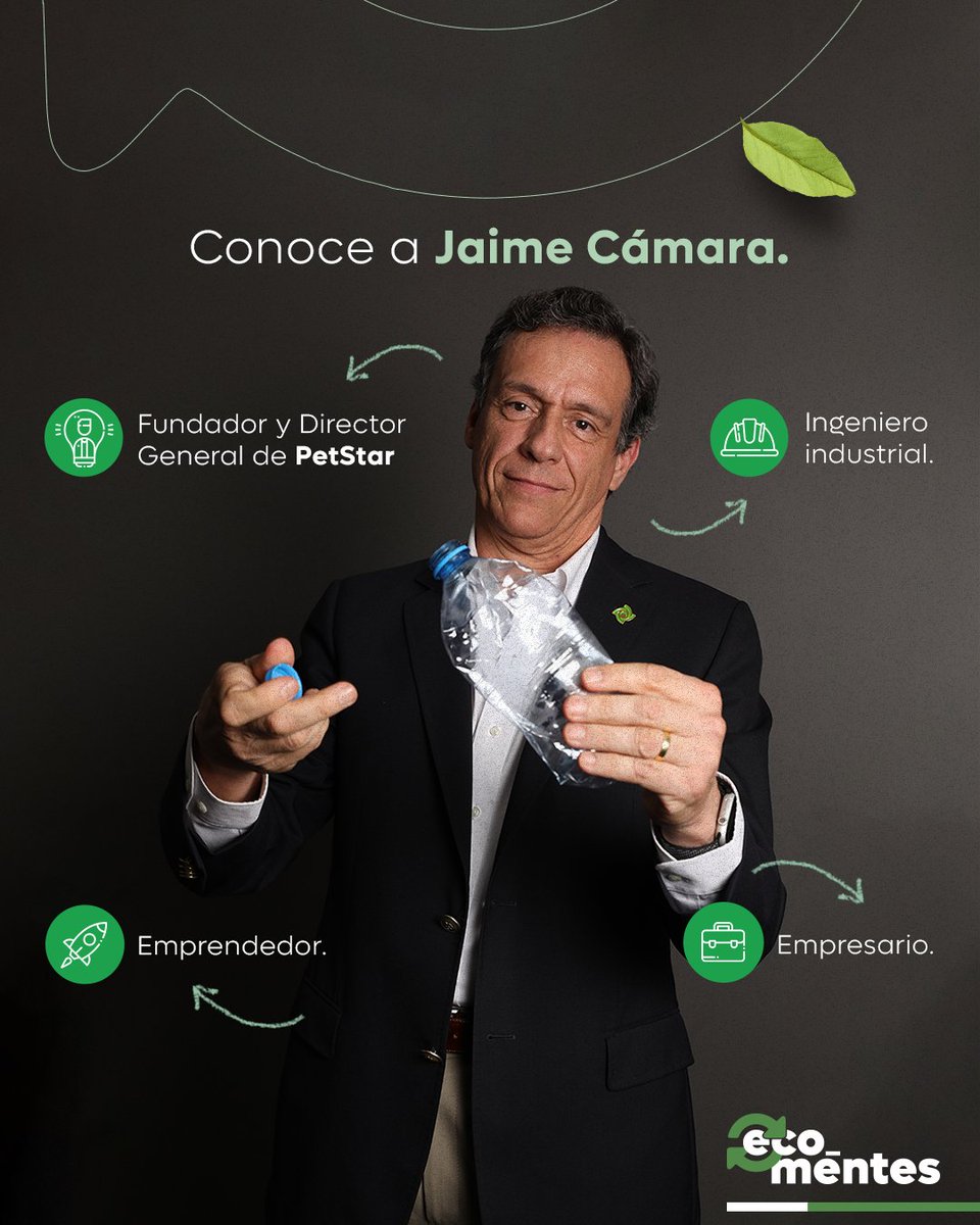 Este #FelizViernes te invitamos a conocer un poco más de Jaime Cámara, el gran invitado que tenemos en #EcoMentesPodcast 🌱🧠🎧, y su importante labor para el impulso de la #EconomíaCircular en México, de la mano de @Petstarmx ♻️🙌 🎙️ Sintonízanos en: landing.ecoce.mx/podcast