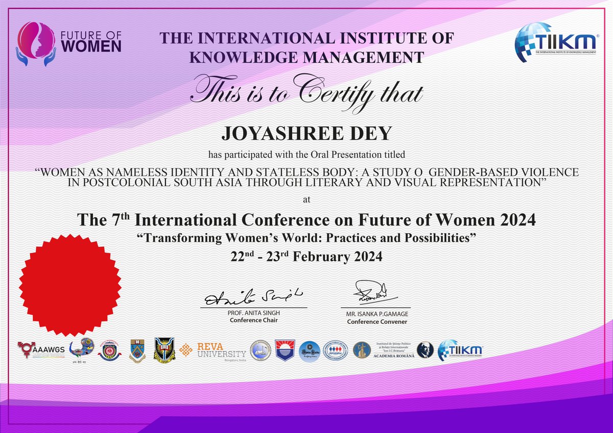 joyashree_2012's tweet photo. 🌟 Excited to share my experience at the 7th International Conference on Future of Women 2024! "Transforming Women's World: Practices &amp; Possibilities"🌍

Thrilled to have been part of Technical Session 13 - WOMEN AND (MIS)REPRESENTATION IN THE MEDIA AND LITERATURE II. 📚 https://t.co/xCANUvY4IT