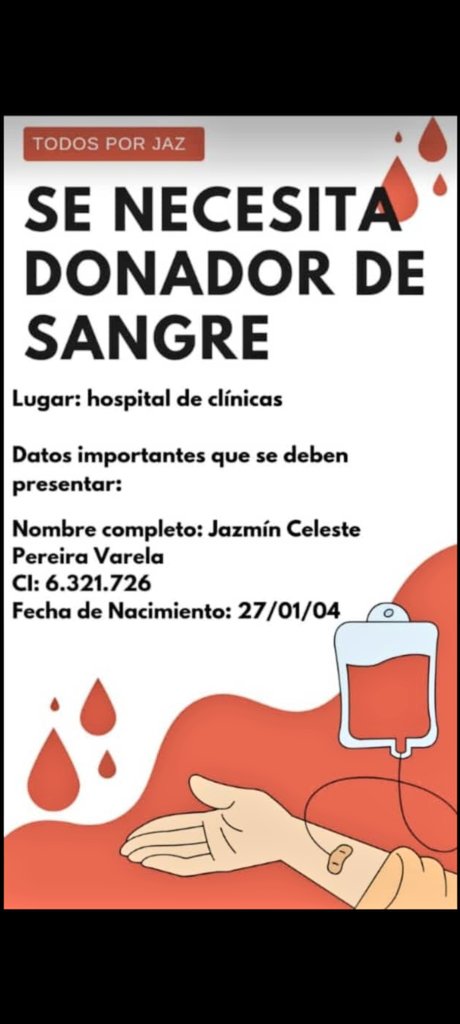 Mi sobrina esta en una etapa complicada de enfermedad tiene 20 añitos tiene cancer y necesita donantes,si saben de personas que puedan colaborar aquí les dejo los datos