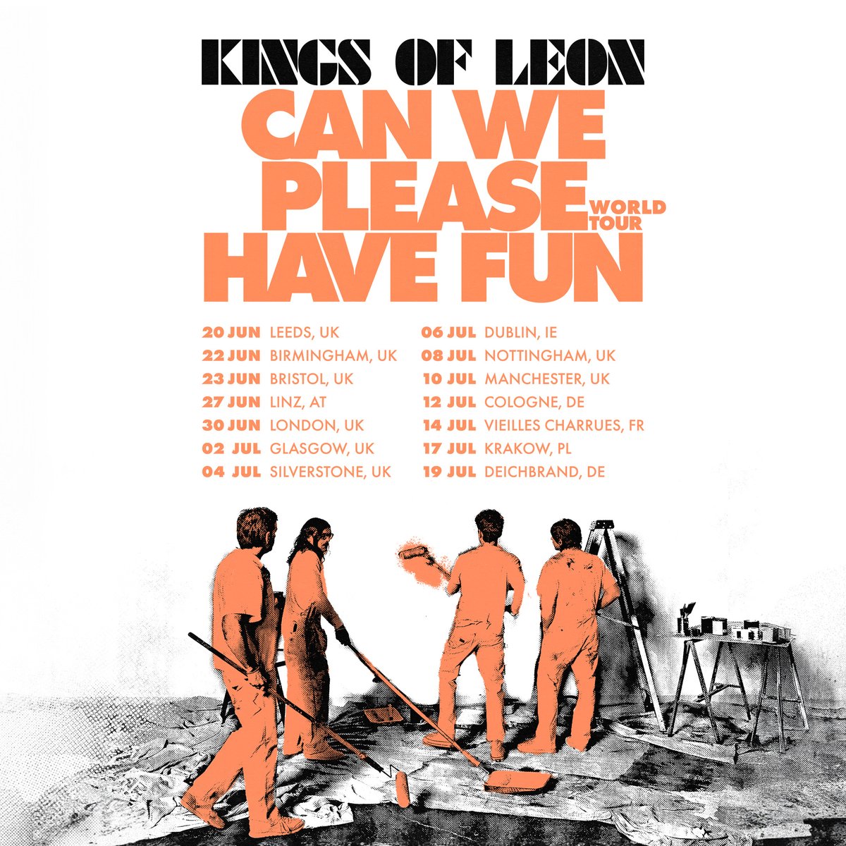 Can We Please Have Fun UK & EU Tour - Pre-order the album from the official store for access to the artist presale on Weds, February 28, 9am local for select shows. Fans who have already pre-ordered will also get access. KingsOfLeon.lnk.to/TourAnnounce On Sale: Fri March 1, 9am local