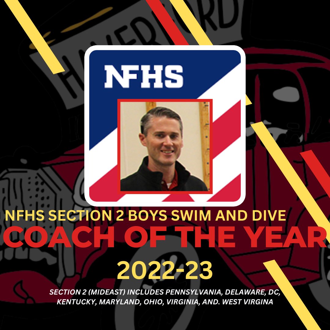 Congratulations to @fordswimdive coach Matt Stewart on being recognized as the NFHS Section 2 2022-23 Boys Swim and Dive Coach of the year. NFHS Section 2 is the Mideast section which includes PA, Delaware, DC, Kentucky, Maryland, Ohio, Virginia, and West Virginia.