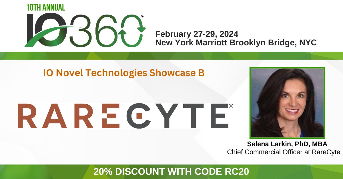 Featured presentation at IO360 next week! “Precision Medicine through Liquid Biopsy and Spatial Analysis” Tuesday, Feb. 27, 11:15 am – 12:25pm, during Track B – IO Novel Technologies Showcase. Contact us to learn more, rarecyte.com/contact-us/?ut… #IO360nyc #spatialbiology #rarecyte