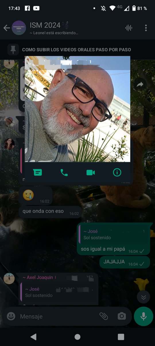 en el grupo de la facu me encontré a un loco igual a mi viejo. Grande José