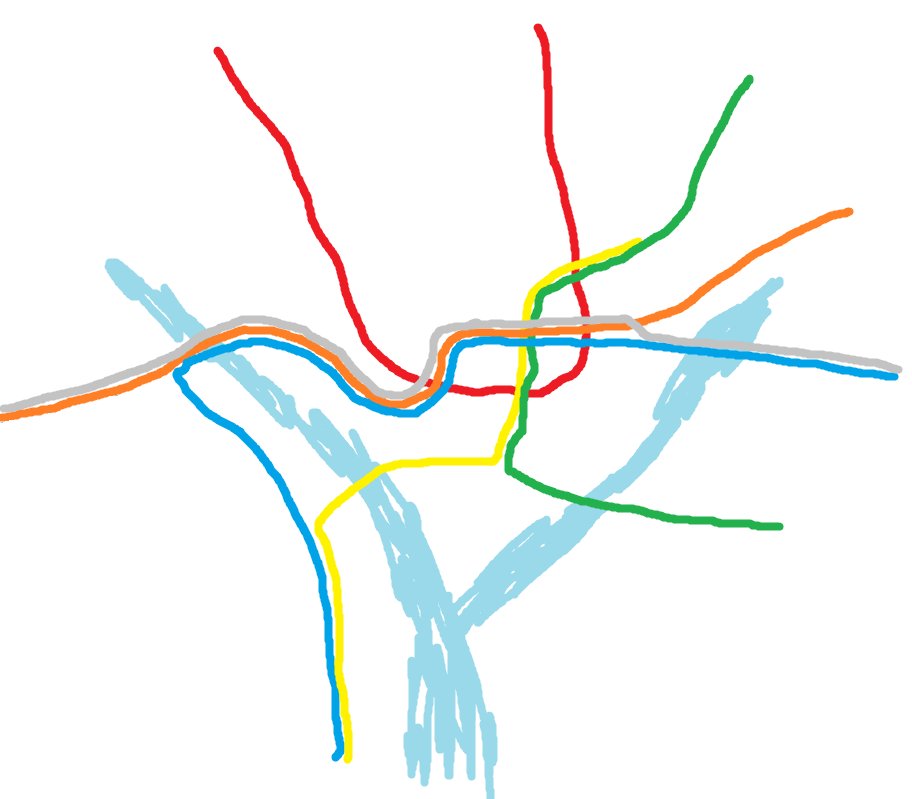 Here's my attempt at DC. I know the silver line goes off to Dulles, but I didn't plan this out well enough. And it looks like I'm a little off for where everything crosses downtown, but it's close enough.