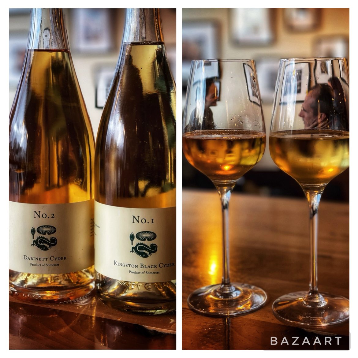 Pouring this flight of beautiful fine ciders from <a href="/thenewtsomerset/">The Newt in Somerset</a> this evening and while stocks last. Compare Dabinett and Kingston Black single varieties from this state of the art Cidery: different characteristics: both juicy and delicious. We love real cider from 100% juice