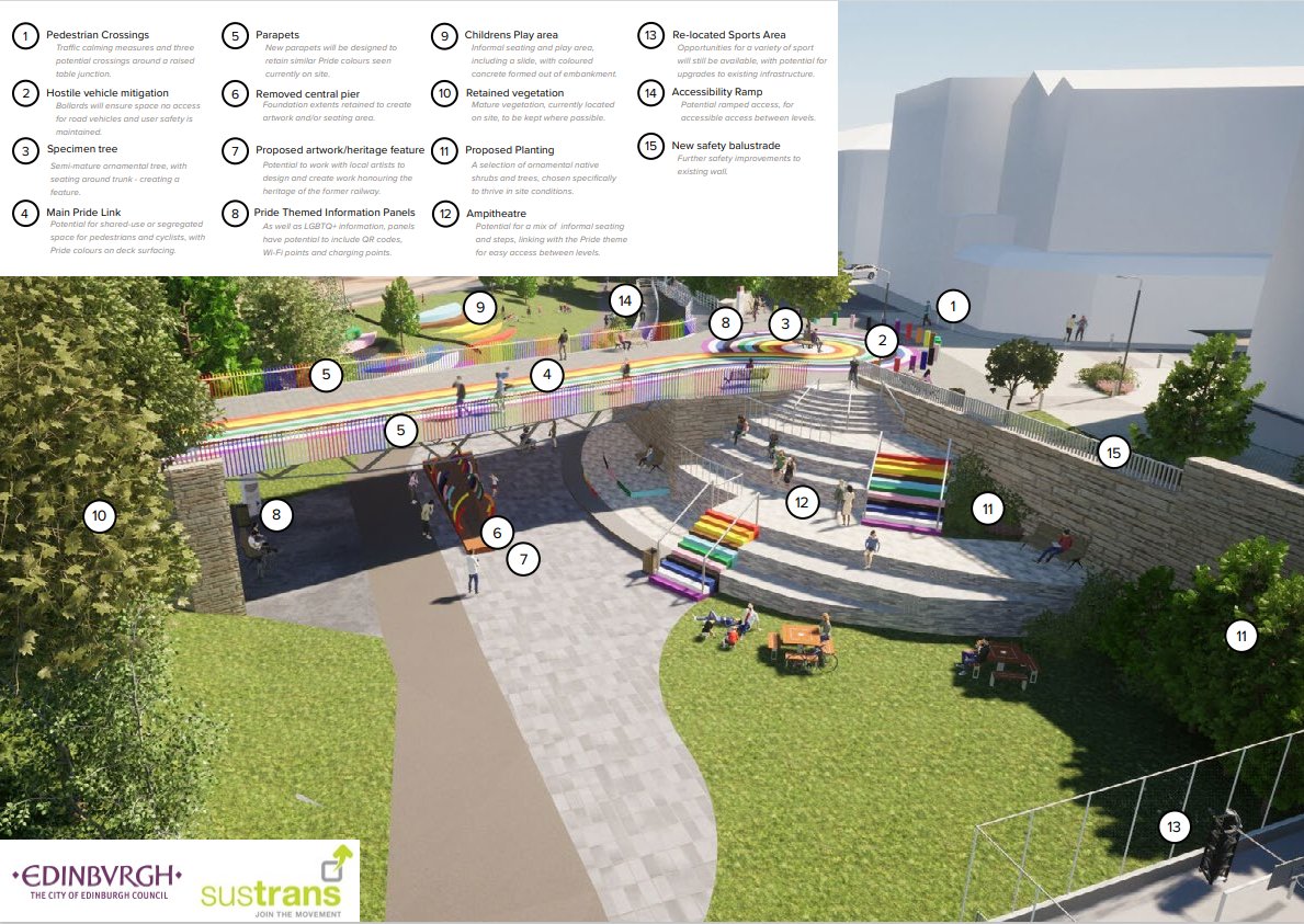DrScottArthurMP's tweet photo. Pride Bridge : This is amazing - a bold statement about inclusion & equality in Edinburgh. 🏳️‍🌈

The Pride Bridge has been such a well-loved landmark and thoroughfare for the local community, it’s only right that we involve them to develop a replacement.

I was delighted last year when we secured funding to design (and hopefully build) a new bridge deck, which would once again provide a safe and convenient walking and cycling route between North Fort Street and Newhaven area.

The strength of feeling amongst local people for this bridge, and its celebration of lesbian, gay, bisexual and transgender pride, has been inspiring. I’d like to thank those who campaigned to protect it. 🏳️‍🌈

Consultation: https://t.co/bUmn7wVhJg
