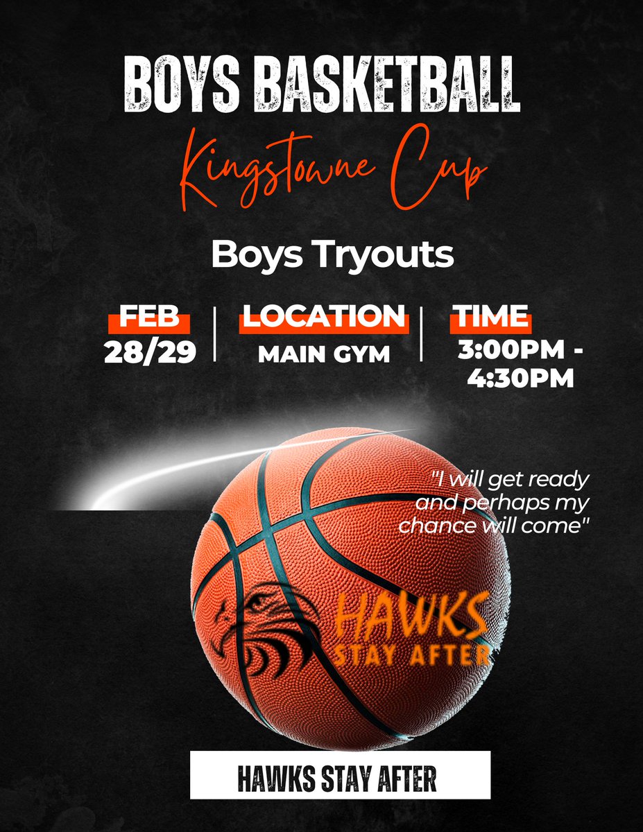 Kingstowne  Cup tryouts for boys 7th/8th next week Feb 28th and 29th