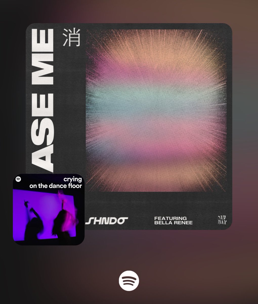 HUGE thank you to the team of people coming together to make this such an amazing release ◡̈ ₊˚ෆ 

sending the biggest hug to <a href="/Spotify/">Spotify</a> for adding ‘Erase Me’ with <a href="/shndoooo/">shndō</a> to New Music Friday Dance, Creamy, and crying on the dance floor ₊˚ෆ
