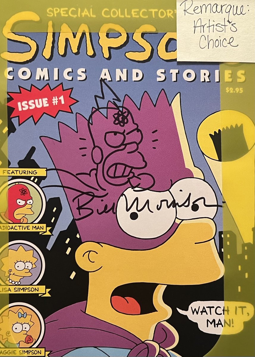 CGCComics's tweet photo. Cut your power plant shift short because #BillMorrison returns for a fun #SignatureSeriesSaturday! Channeling #ElBarto 🎨, the mastermind behind some of TV and comics' most lovable characters composed awesome artworks that rank among the funniest @CGCSigSeries has ever seen. ✍️ https://t.co/d1JG295cJP