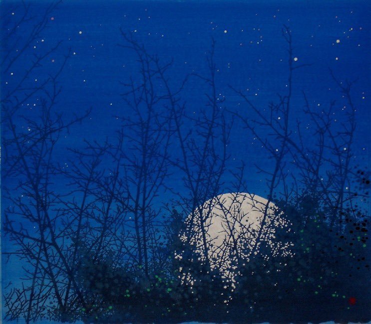 Blue paintings by Japanese artist Kazu Saito