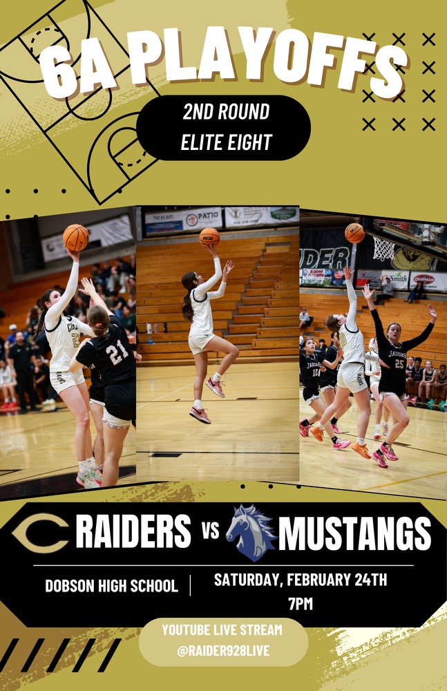 LET'S GO MIGHTY RAIDERS!  GOOD LUCK IN YOUR ELITE 8 GAME VS. DOBSON!  STAY GOLDEN LADIES!