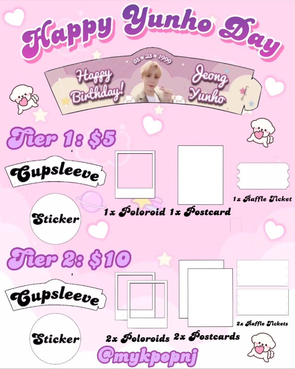 mykpopnj's tweet photo. 🐶Yunho Online Cupsleeve Event🐶 

💕Each bag contains little goodies and raffle tickets for a chance to win prizes!

🛍 DM to purchase 

🍡USA ONLY
—Tracked Shipping: $6+ (not included in price)
—Stamped Shipping: $2+ (not included in price)

✨️Please like, share, &amp;/or follow https://t.co/4mnYQj1bAB