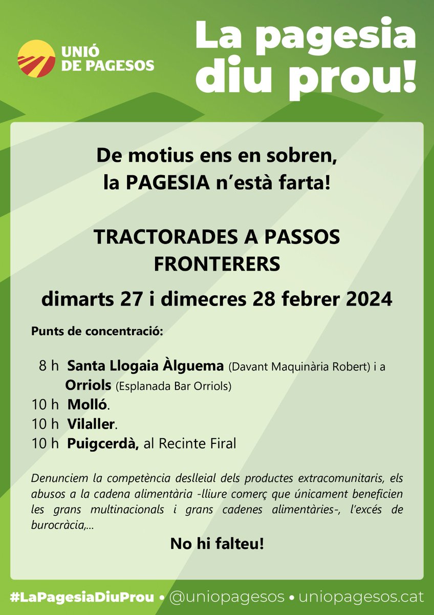 CONVOCATÒRIA 🚜🚜🚜 #LaPagesiaDiuProu27F