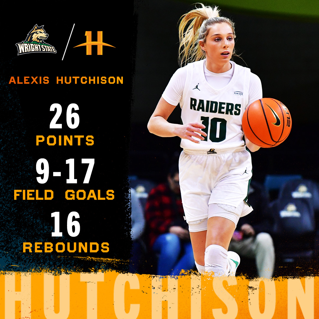 Take a look at the stat performance from @lexhutch2 of @WSUWBasketball in a 76-68 victory over RMU on Wednesday! #HLWBB | #OurHorizon🌇