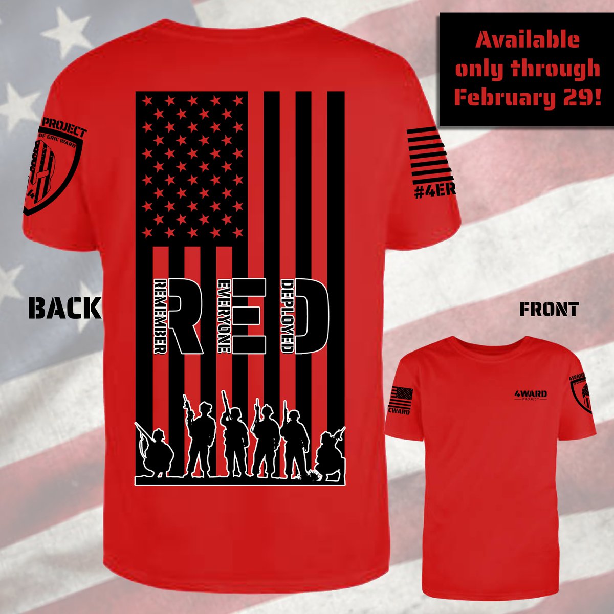 4WARDproject's tweet image. Final Days to get February's Limited Shirt of the Month:
Remember Everyone Deployed ❤️🤍💙
Available only until February 29 - Get your t-shirt or hoodie this month only at 4WARDproject.com/store.html.  #22aday #4WARDproject #4EricWard #mentalhealthmatters
