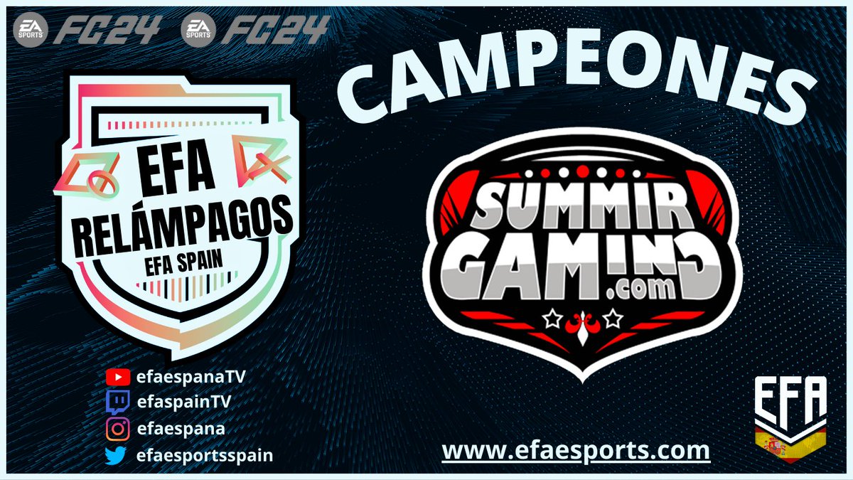 Enhorabuena a <a href="/SpainFoxUnit/">SPAIN FOX UNIT</a> por llevarse el Torneo Relámpago de EFA España #9.

Enhorabuena a <a href="/SummirGaming/">SummirGaming</a> por llevarse el Torneo Relámpago de EFA España #10.

Un auténtico placer tener a estos equipazos. Seguimos trabajando para vosotros.

<a href="/Draft_Proclubs/">DRAFT PROCULBS EAFC24</a> 🤝 <a href="/Ayudas_clubes/">Ayudas Clubes</a>
