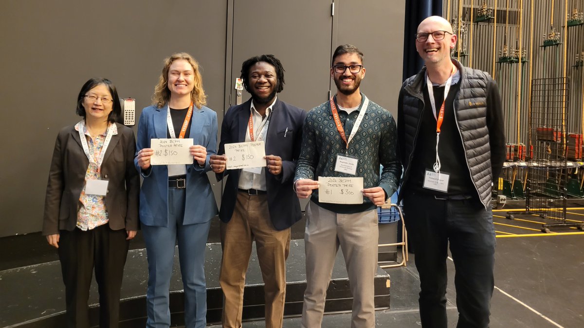 This was a great wrap up of the 2024 BCPM Network Symposium at SFU. Congrats to Gillian, Mikky and Rupinder Jandu for their poster prizes. Big 🙏 to Bingyun for running the show and all the volunteers who helped on Wednesday PS zoom in in our (last minute) poster certificates 😉