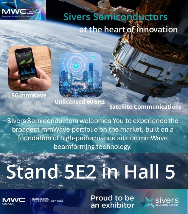 🇪🇸 See you in Barcelona at MWC 🇪🇸  Make sure to join us at the Sivers Semiconductors booth #5E2 at #MWC2024, to experience the broadest mmWave portfolio on the market📍 sivers-semiconductors.com/press/sivers-s… #mmWave #5G #5GTechnology #FutureOfConnectivity #Innovation #SiversInside