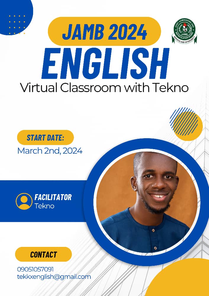 _KingTekno's tweet image. Join the Master-Class Series with Me. 
Coming soon.... 

START DATE: MARCH 2ND, 2024 

#RegisterNow #jamb #useofenglish 
#tekkxe #utme2024