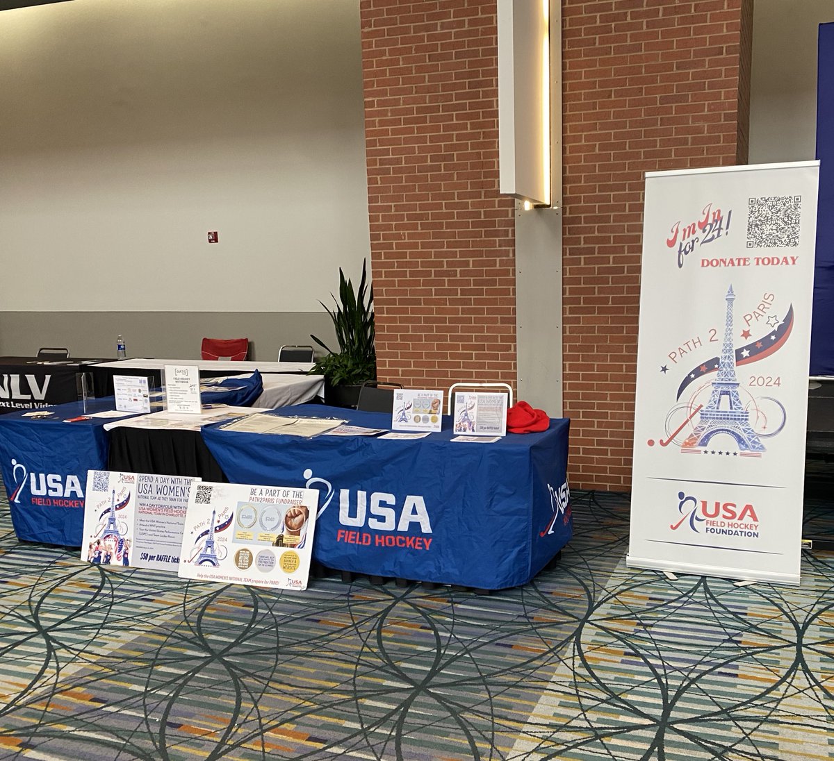 USAFieldHockey's tweet photo. Hey National Indoor Tournament participants – don’t forget to stop by to take a team photo and support the USWNT on their #Path2Paris! https://t.co/nZEqvYL5A3