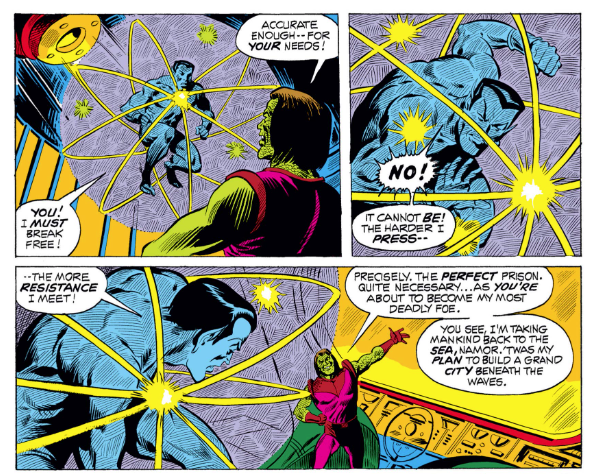MarvelADay's tweet photo. #SM61 #MarvelADay Namor has been caged in Dr Hydro's patented bubble trap (atom themed version). It provides more resistance just when you need it! No more do you have to waste resistance when you don't need it with Dr Hydro brand cages! PMB https://t.co/TEjn73lo74
