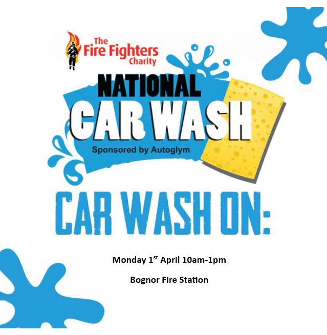 🧽 We will be hosting a charity car wash on station on Monday 1st April 10-1.

🚒 Bring your car down to be cleaned by the firefighters and generate money for The Firefighters Charity.