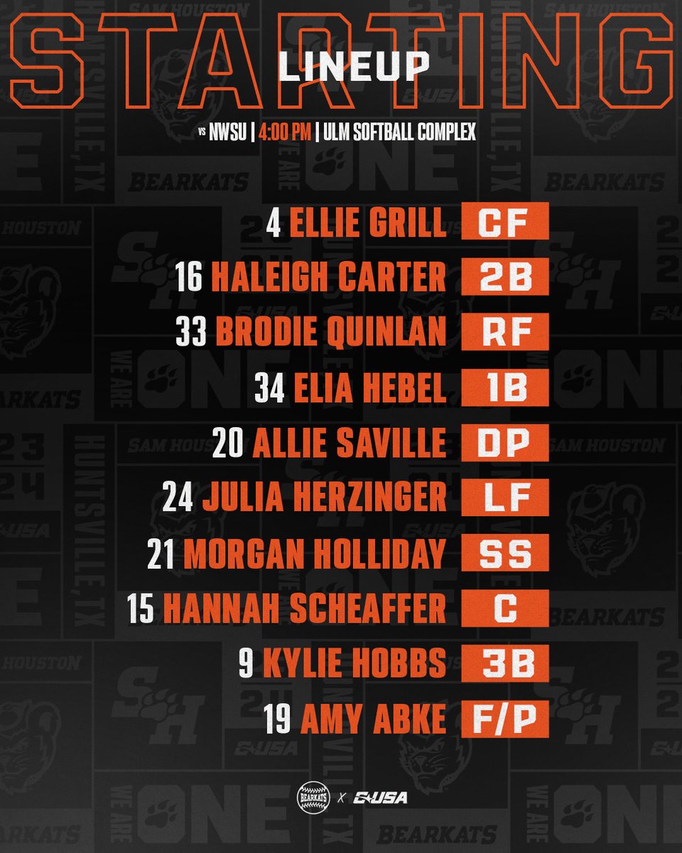 BearkatsSB's tweet photo. Here are your starters for game 1️⃣

#EatEmUpKats
🔗 https://t.co/tWKdE0OA9y https://t.co/0LuhIMTKBX