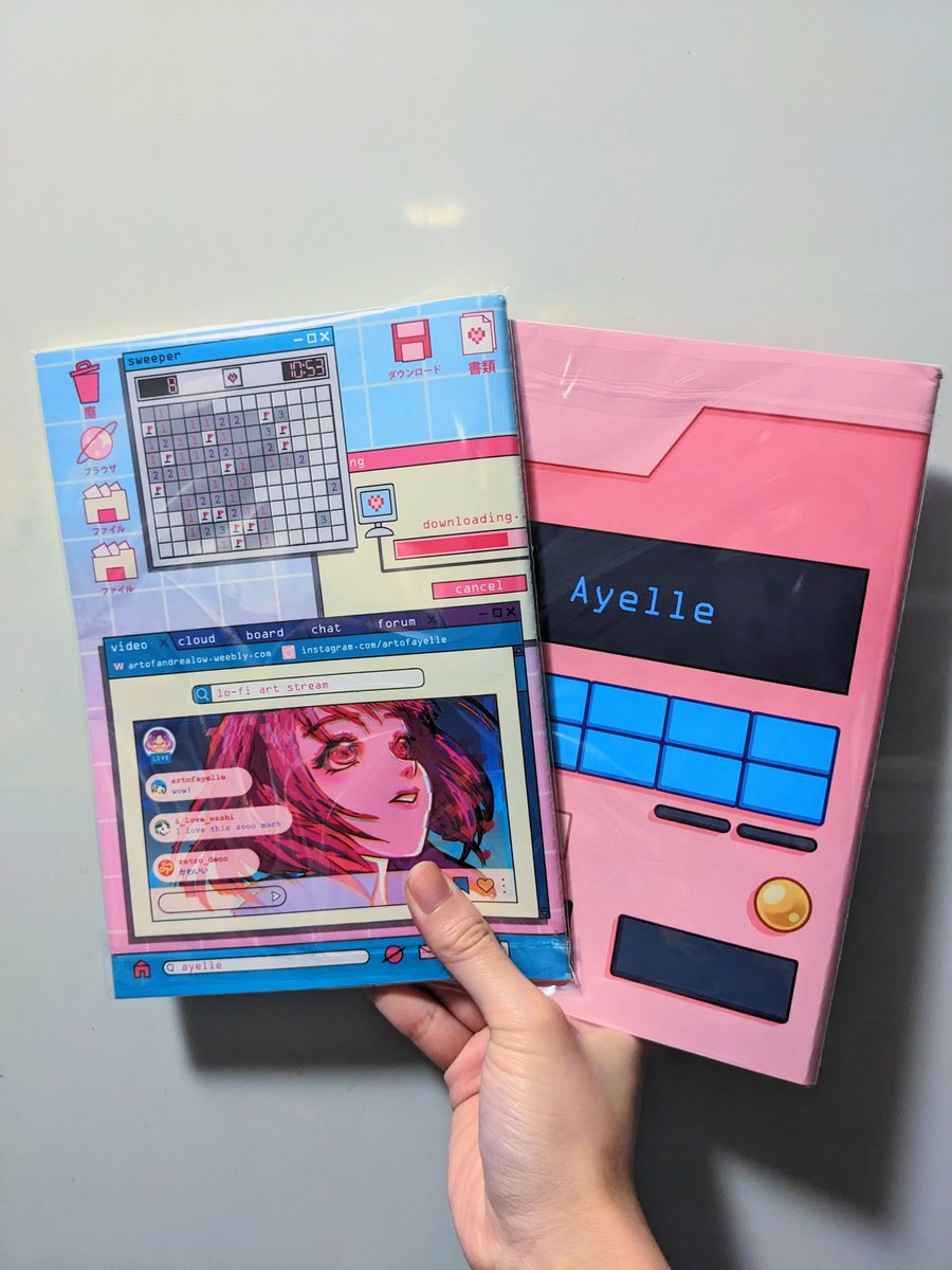 artofayelle's tweet image. I never showed off my new sticker books here but I'm very happy with how they turned out!

#stickerbook #vaporwave #pokedex