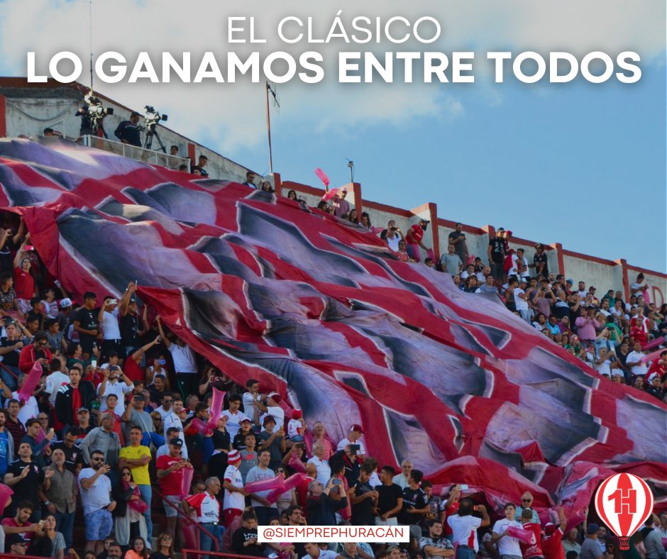 ⚽ ¡Todos juntos podemos!

🏟️ Esperamos que mañana toda la familia Quemera pueda disfrutar en El Palacio, en paz y alentando hasta el final.

💪 Pongamos una vez más y ante todo, #SiemprePrimeroHuracán 🎈

#Huracán #ParquePatricios #Globo