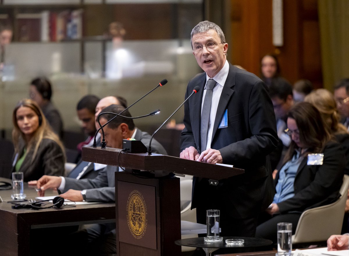 SwissIntLaw's tweet photo. I had the honor of speaking on behalf of Switzerland 🇨🇭before the #ICJ ⚖️ . I stressed that the longer a territory’s occupation lasts, the more important it is to respect and guarantee human rights. Switzerland had already submitted a written statement: https://t.co/VqfnVaqk3E. https://t.co/AIyYP5DE72
