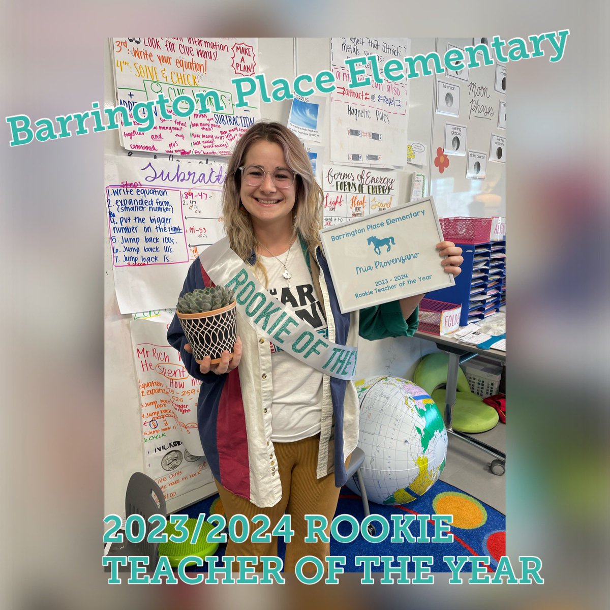 Mrs. Provenzano is making us proud as Barrington Place 2023/2024 Rookie Teacher of the Year!! @FortBendISD