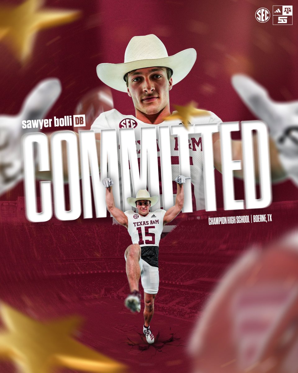 100% Committed!!! I’m honored to announce that I will be going to Texas A&amp;M University to continue my athletic and academic career! #committed #GigEm 

<a href="/AggieFootball/">Texas A&M Football</a> <a href="/AlexGarwig/">Alex Garwig</a> <a href="/CoachIsh_/">Coach Ishmael Aristide</a> <a href="/CoachMikeElko/">Coach Mike Elko</a>