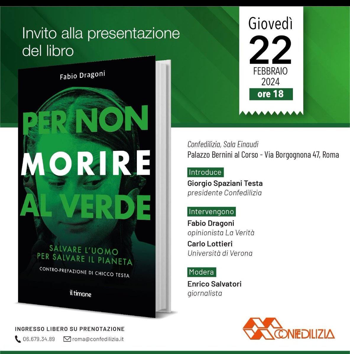La presentazione del libro #pernonmorirealverde in <a href="/Confedilizia_/">Confedilizia</a> con tre amici che mi hanno accompagnato: il padrone di casa <a href="/gspazianitesta/">Giorgio Spaziani Testa</a> il docente di filosofia del diritto <a href="/CarloLottieri/">Carlo Lottieri</a> ed il conduttore di <a href="/RadioRadicale/">Radio Radicale</a>
<a href="/SalvatoriEnrico/">enrico salvatori</a> che ha moderato l'incontro e che
